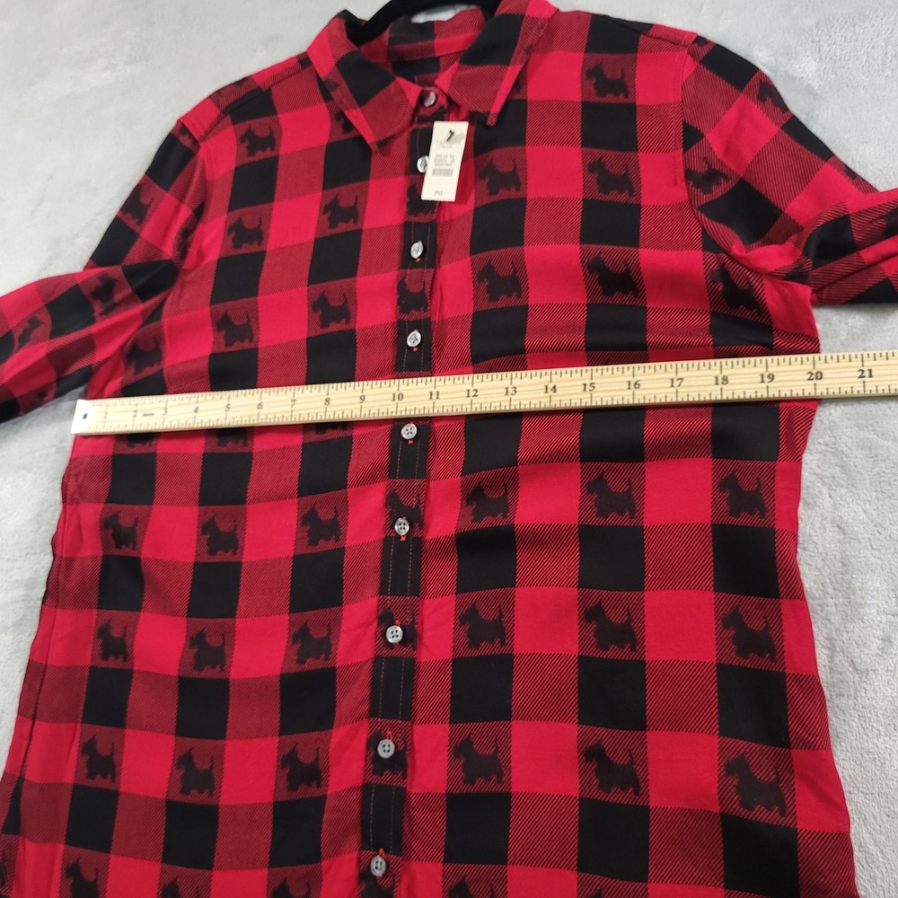 Talbots Womens PM Scotty Dog Buffalo Plaid Holiday Christmas Festive Button‎ Up - Picture 4 of 14